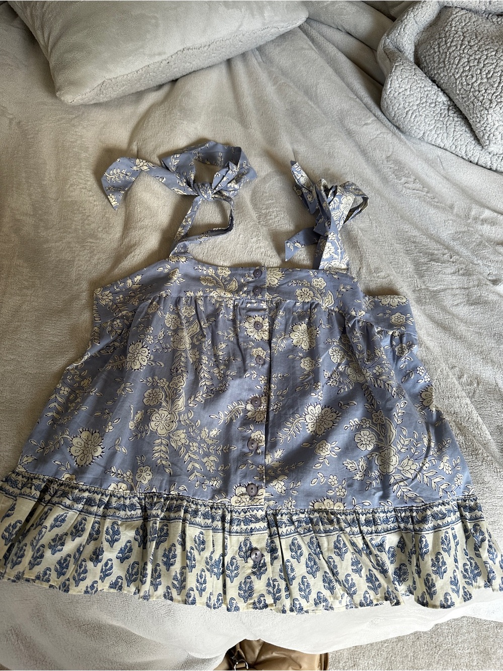 Floral Tie-Shoulder Blue Camisole